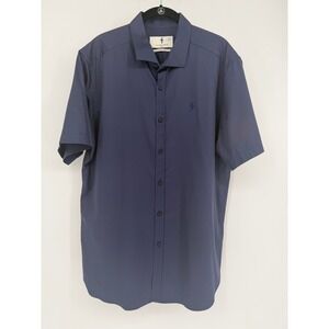 Father Sons Mens Egyptian Cotton Short Sleeve Button Down Shirt Navy Blue XXL